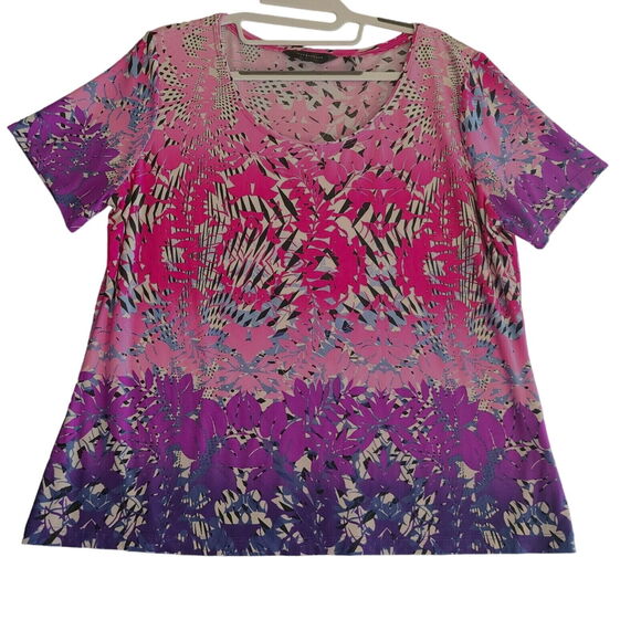 Investments Womens Blouse Multi-Color Size Large Polyester Blend Stretch - Picture 1 of 12